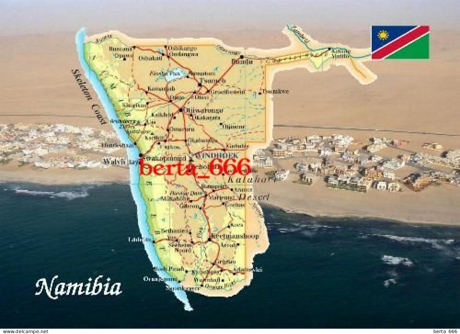 Namibia Country Map New Postcard * Carte Geographique * Landkarte - Namibia