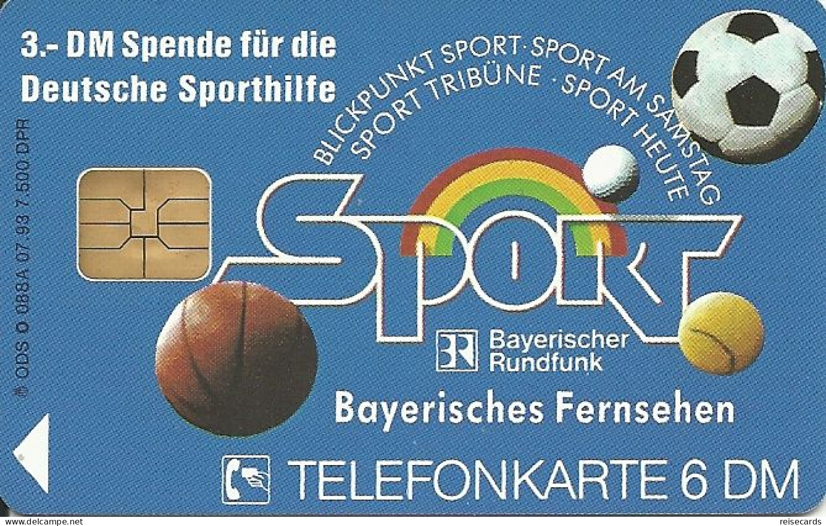 Germany: O 088 A 07.93 Bayerisches Fernsehen - Sport Fussball. Mint - K-Reeksen : Reeks Klanten