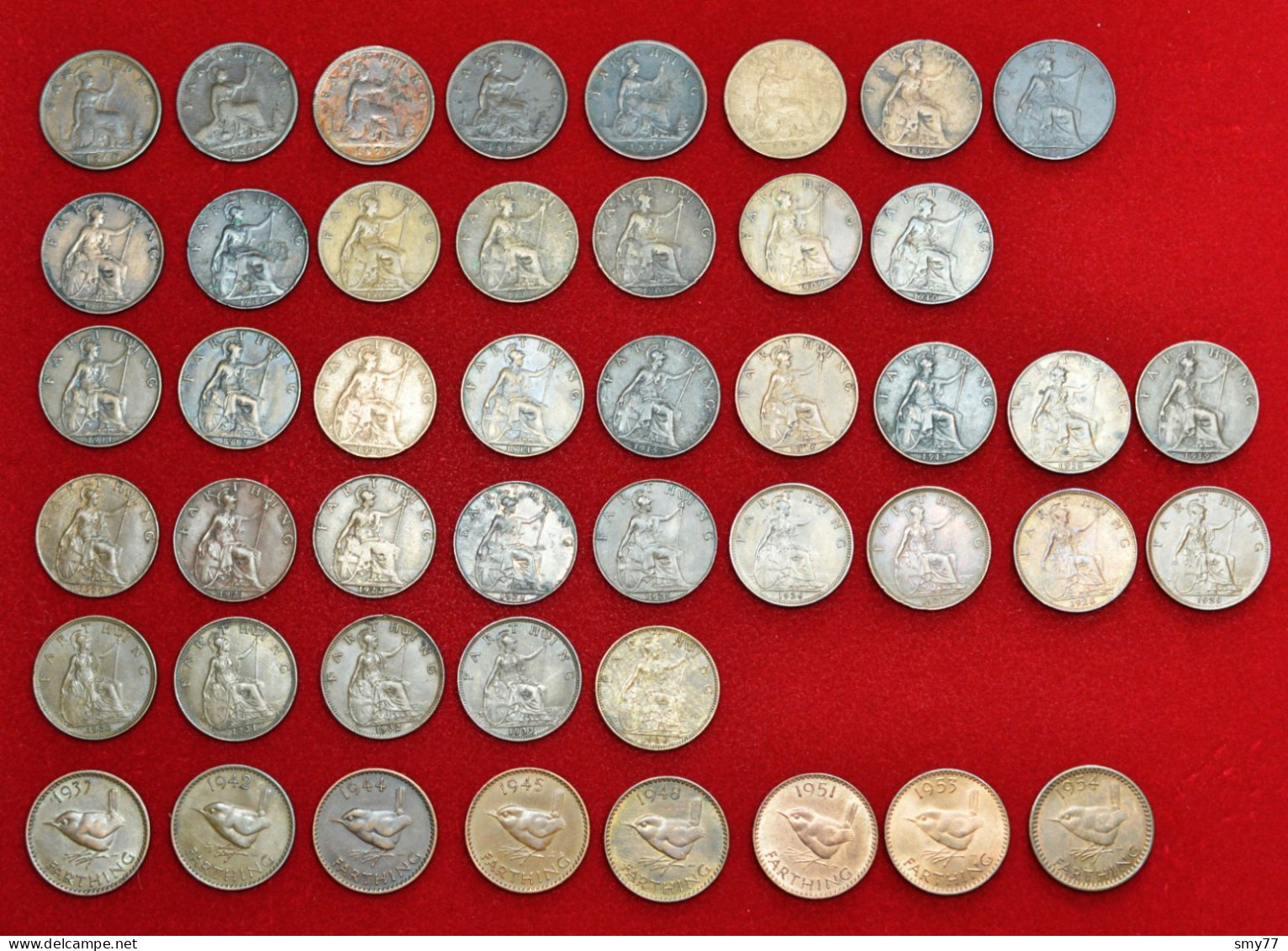 UK / Great Britain • Farthing 46x • ALL DIFFERENT • 1860-1954 • Mostly In High Grade • See Photos + Details • [24-556] - Colecciones