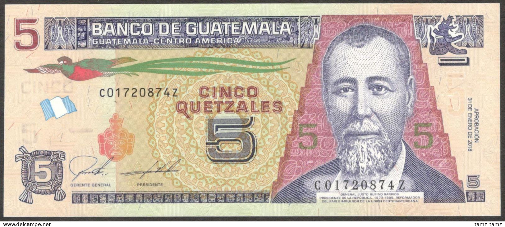 Guatemala 5 Quetzales P-122A 2018 UNC - Guatemala