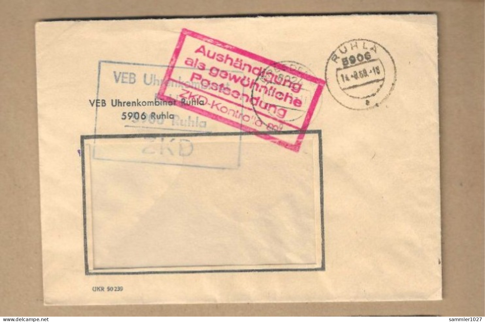 Los Vom 08.04 -  ZKD Brief Aus Ruhla Nach Dresden 1969 Mit Besonderem Zusatzstempel - Zentraler Kurierdienst