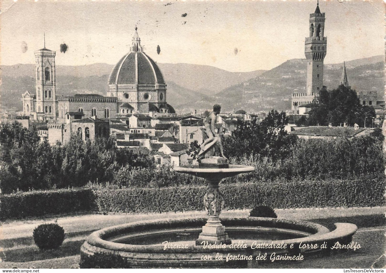 ITALIE - Firenze - Vedula Della Cattedrale E Lorre Di Arnolfo Con La Fontana Del Ganimede - Carte Postale - Firenze (Florence)