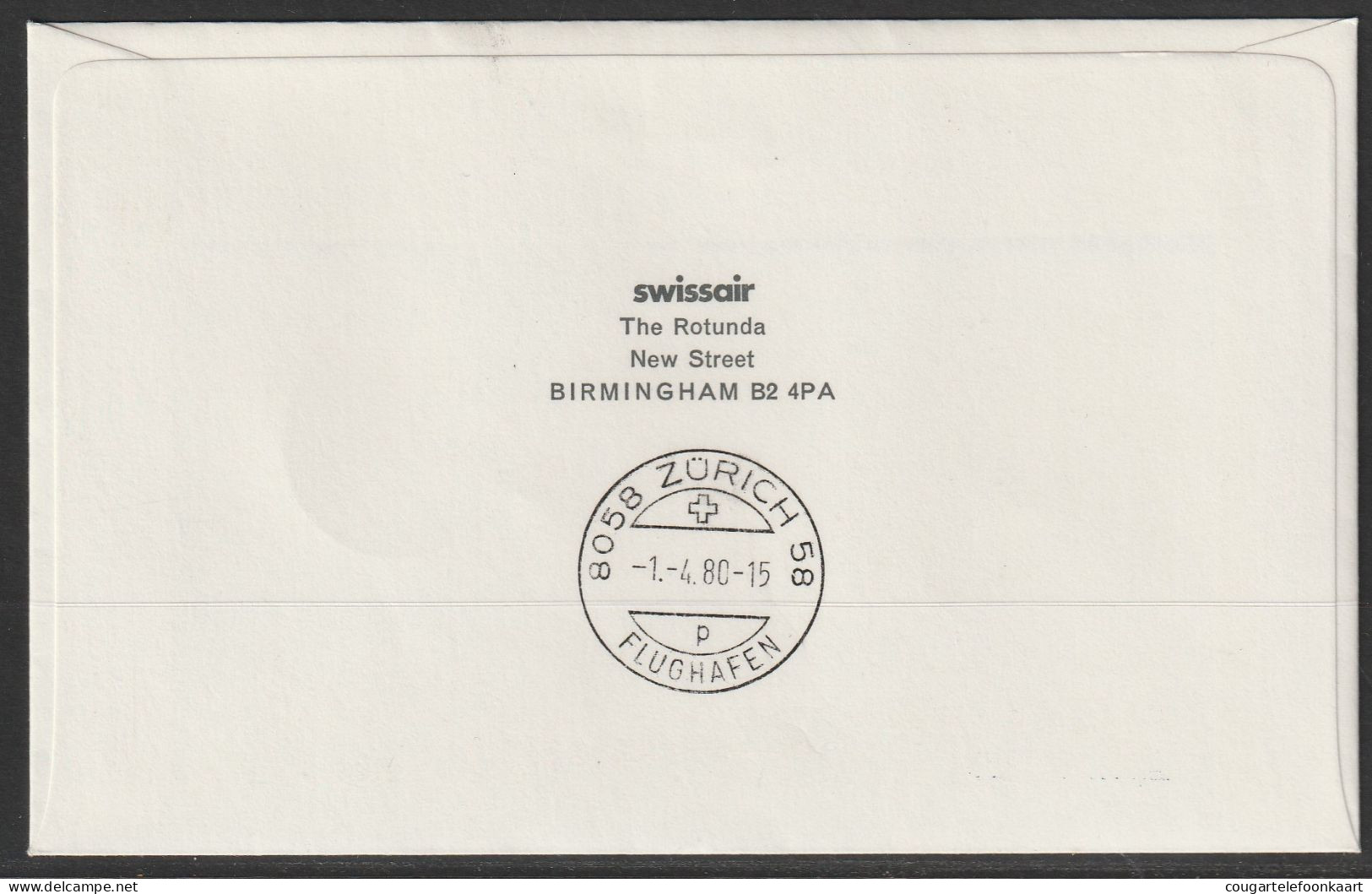 1980, British Airways, Erstflug, Birmingham - Zürich - Lettres & Documents