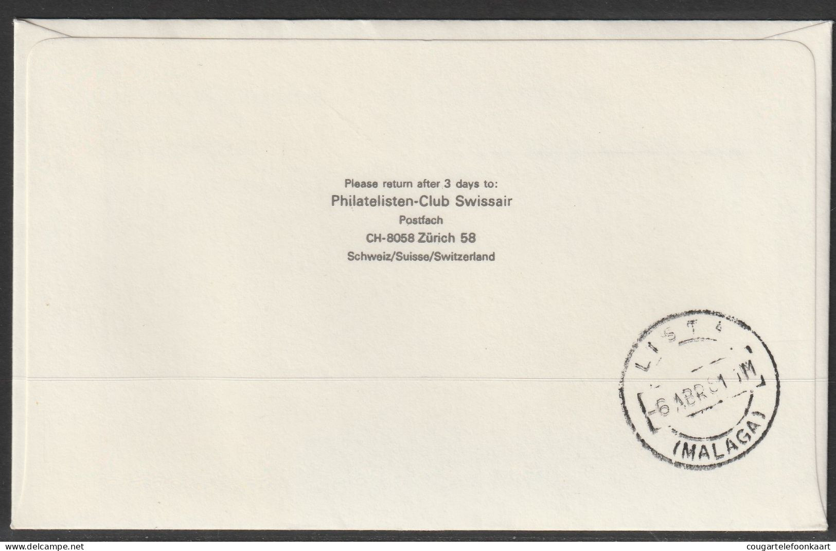 1981, Swissair, Erstflug, Liechtenstein - Malaga - Air Post