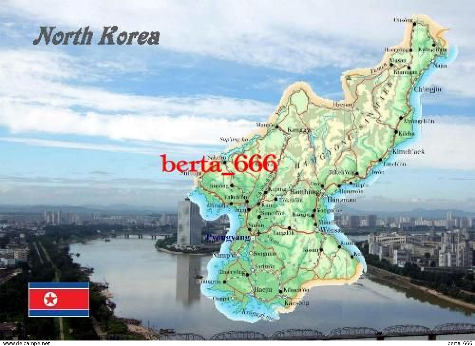 North Korea Country Map New Postcard * Carte Geographique * Landkarte - Korea (Noord)