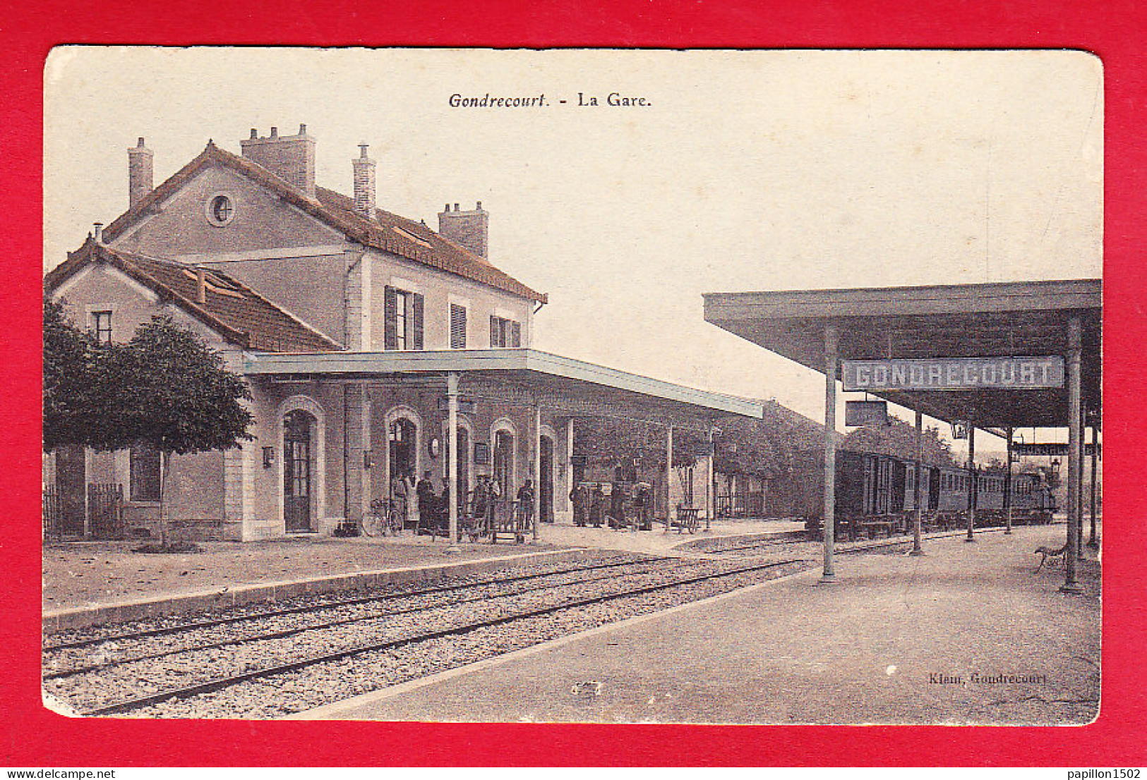 F-55-Gondrecourt-03P135  La Gare, Le Train, Cpa Colorisée - Gondrecourt Le Chateau