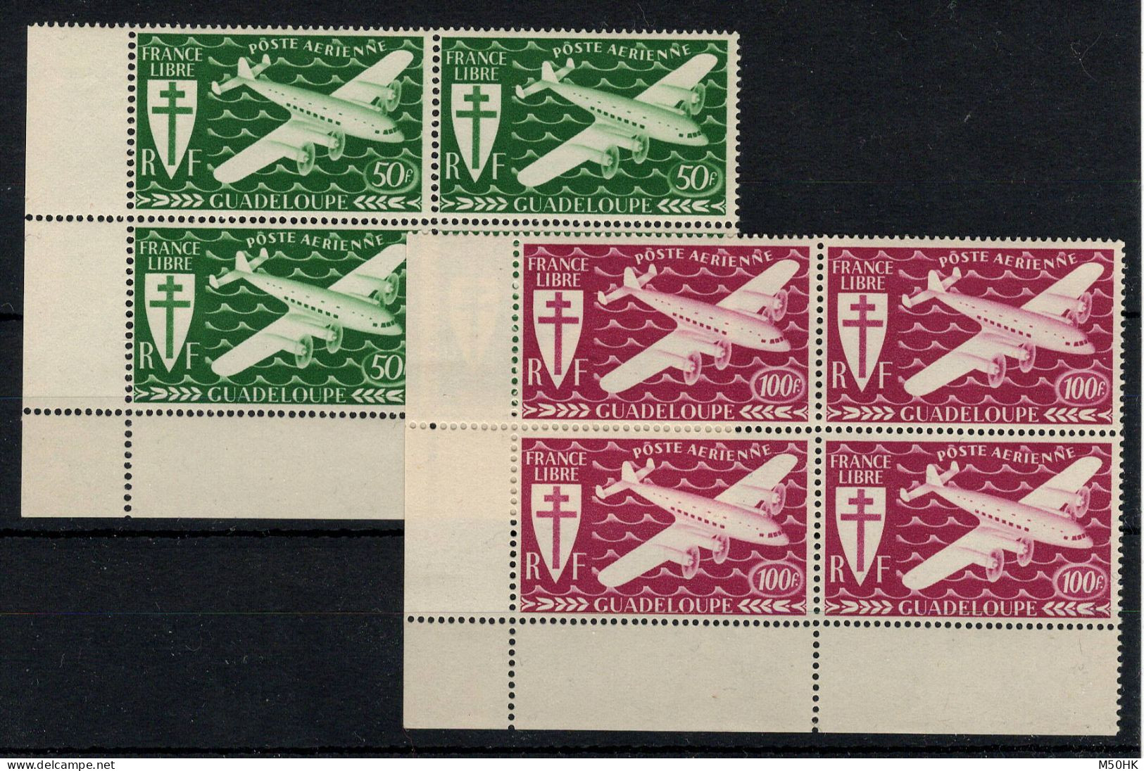 Guadeloupe - YV PA 4 & 5 N** MNH Luxe Complète Londres En Blocs De 4 CdF , Cote 22+ Euros - Poste Aérienne