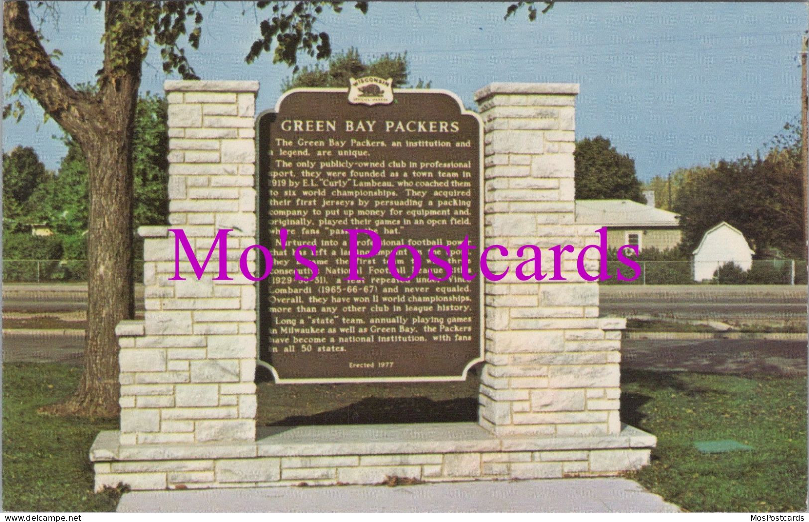 America Postcard - Green Bay Packers Historical Marker  DZ53 - Green Bay