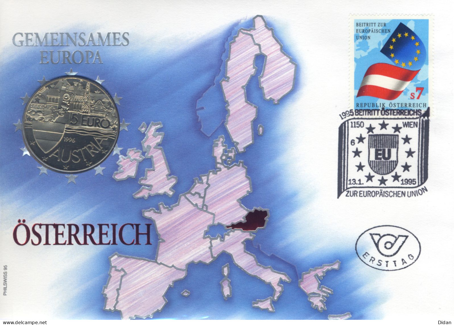1996 Pièce Commémorative De 5€ "1000 Jahre Ostarrichi" Lettre Monnaie Illustrée "Gemeinsames Europa" Numisbrief - Austria