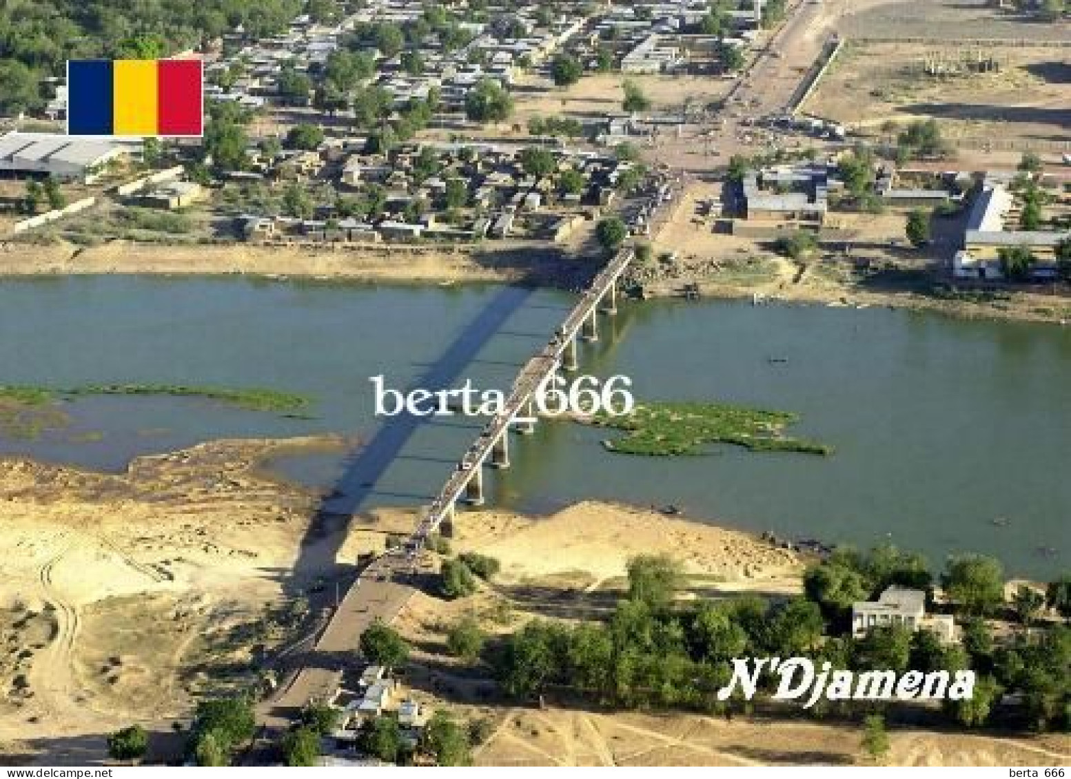 Chad N'Djamena Bridge Aerial View New Postcard - Ciad