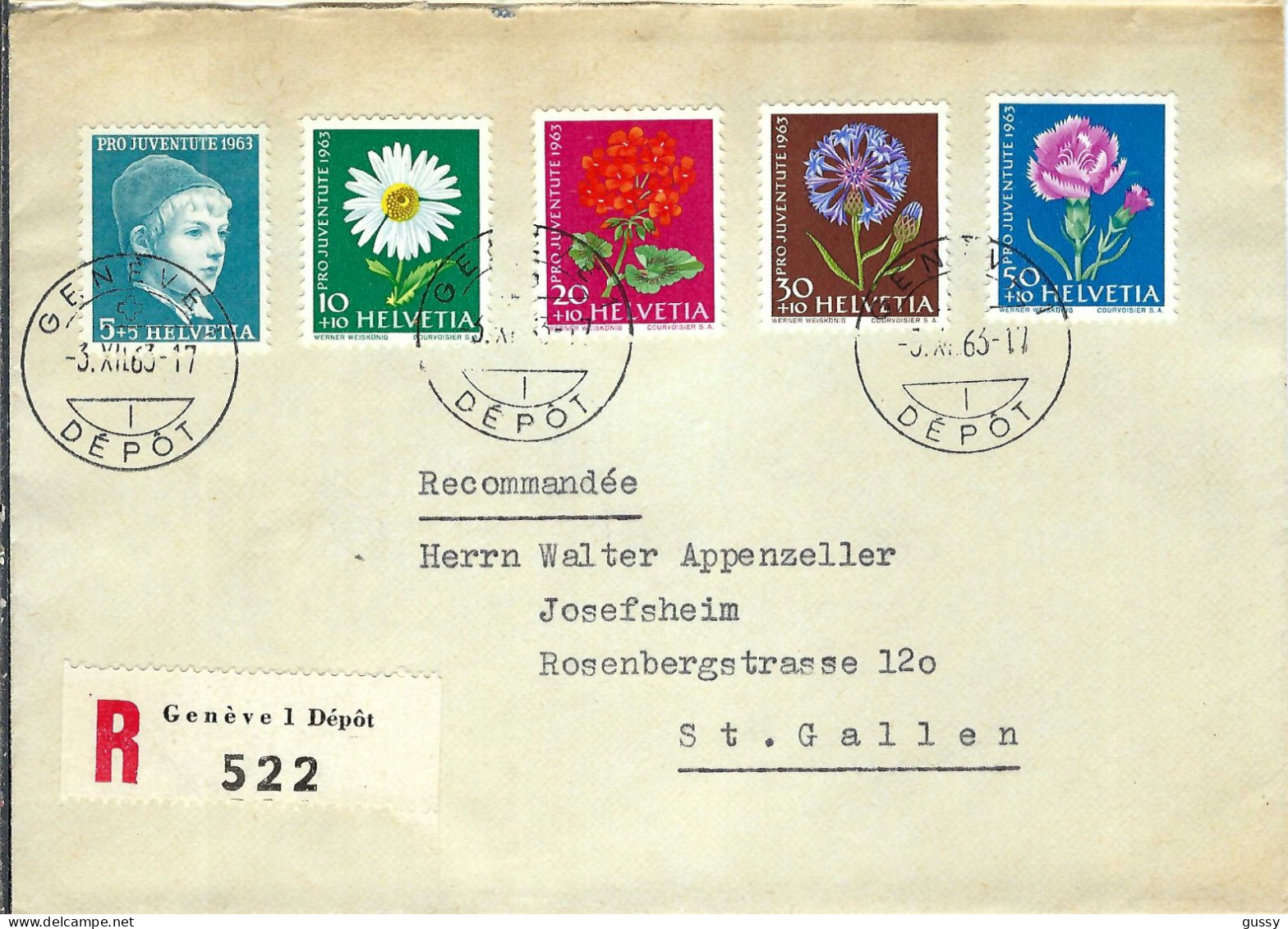SUISSE 1963: LSC Rec. De Genève Pour St Gallen - Briefe U. Dokumente