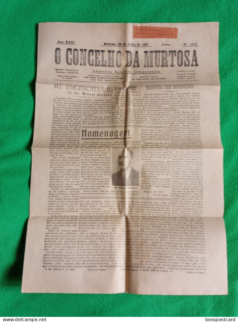 Murtosa - O Concelho Da Murtosa, 20 De Julho De 1957 - Imprensa. Aveiro. Portugal. - Testi Generali