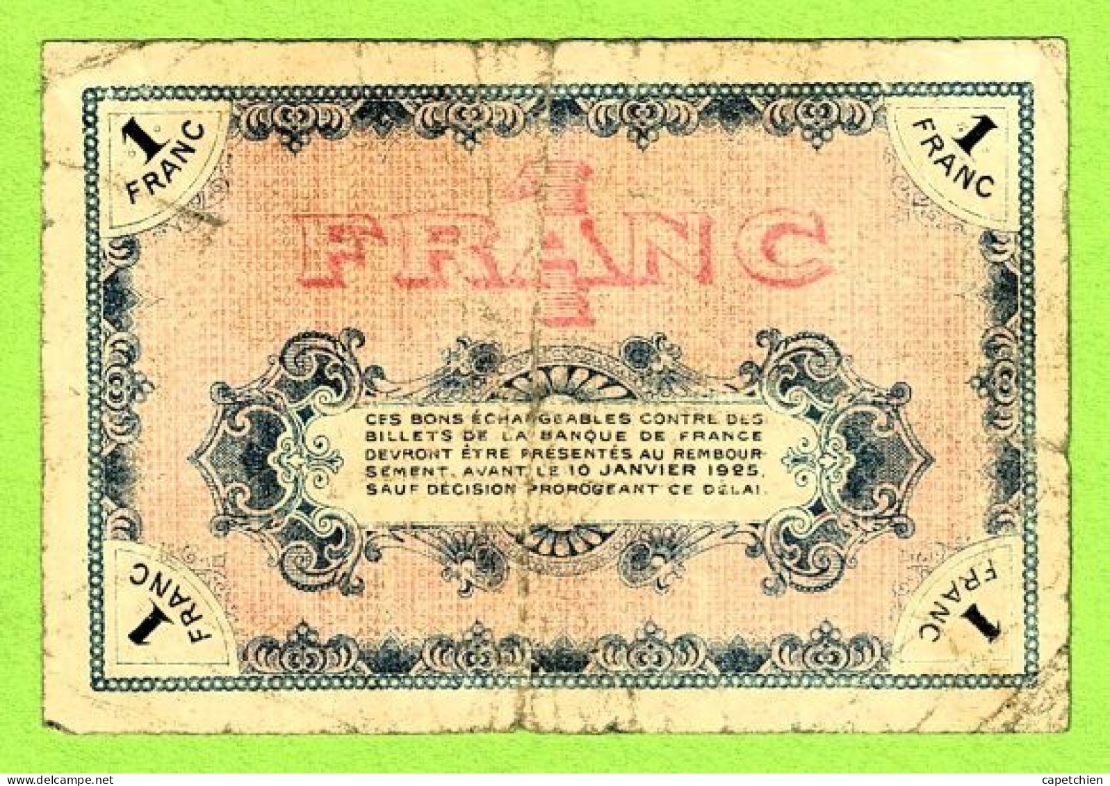 FRANCE /  CHAMBRE De COMMERCE De MOULINS & LAPALISSE / 1 FRANC / 9 JANVIER 1920  N° 4,198 / SERIE AY 299 - Handelskammer