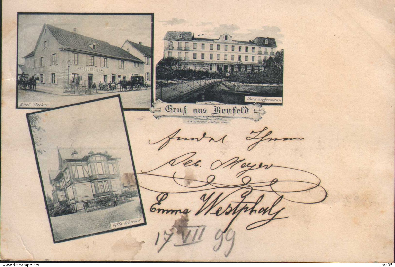 CPA Gruss Aus Benfeld - Hôtel Becker - Villa Schirmer - 1899 (04) - Benfeld