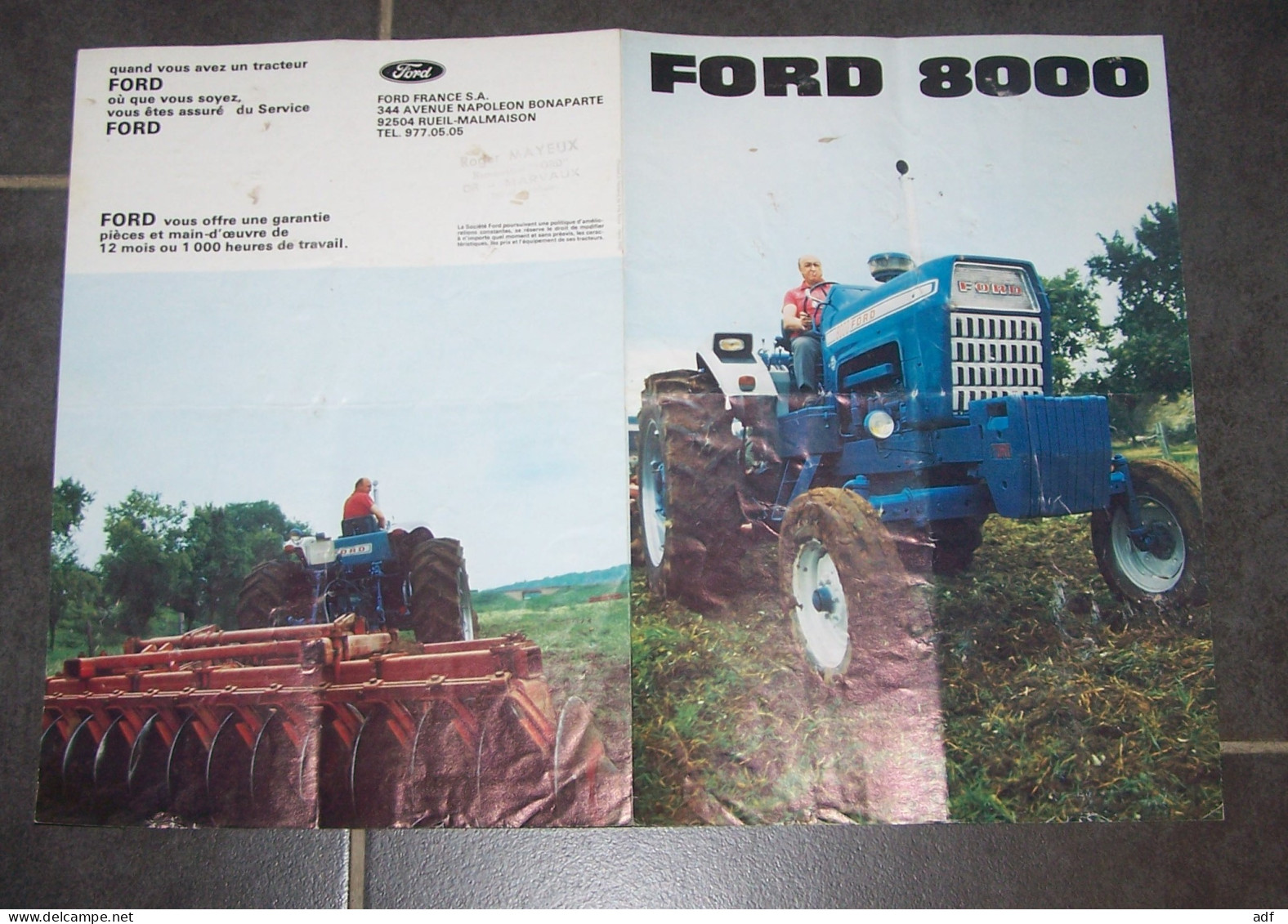 DEPLIANT PUB PUBLICITAIRE TRACTEUR FORD 8000, AGRICULTURE, MATERIEL AGRICOLE, AGRICULTEUR