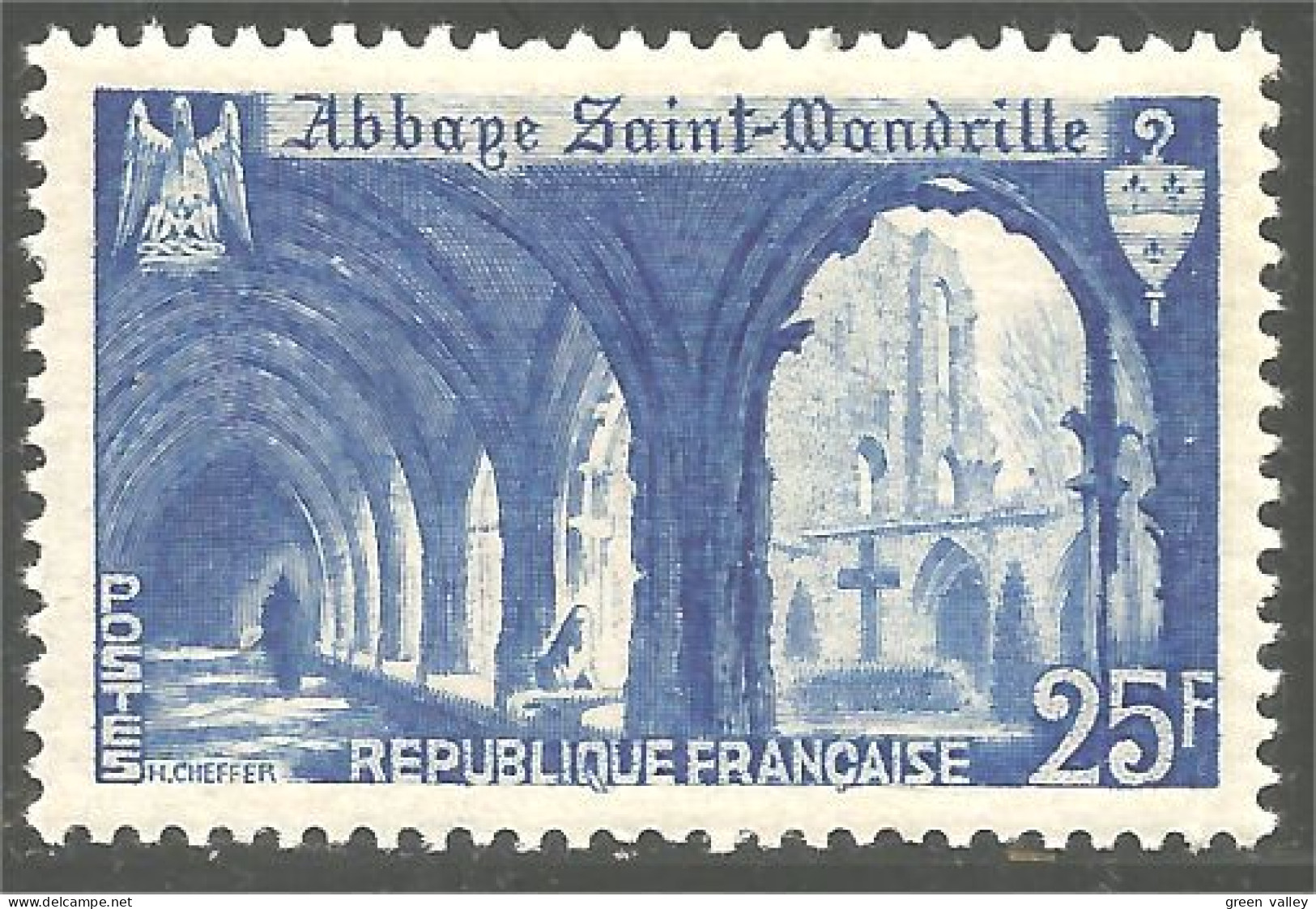 338 France Yv 842 Abbaye Saint Wandrille Abbey MNH ** Neuf SC (842-1b) - Klöster