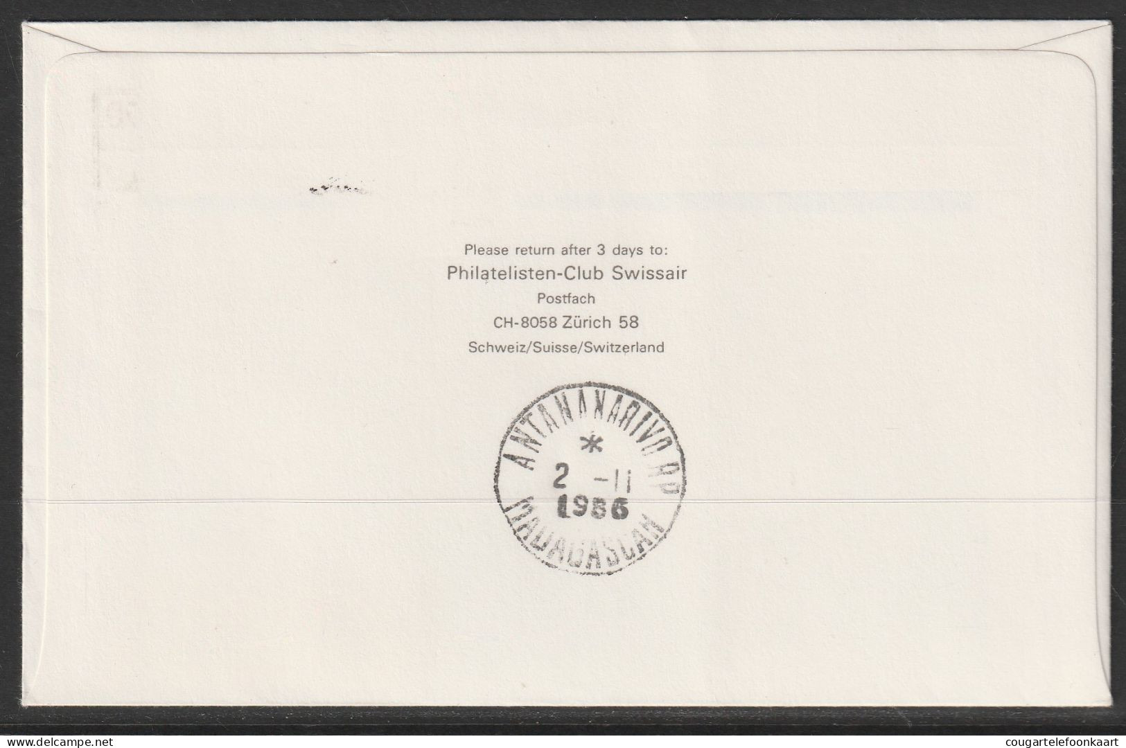 1986, Air Madagascar, Erstflug, Liechtenstein - Antananarivo - Poste Aérienne