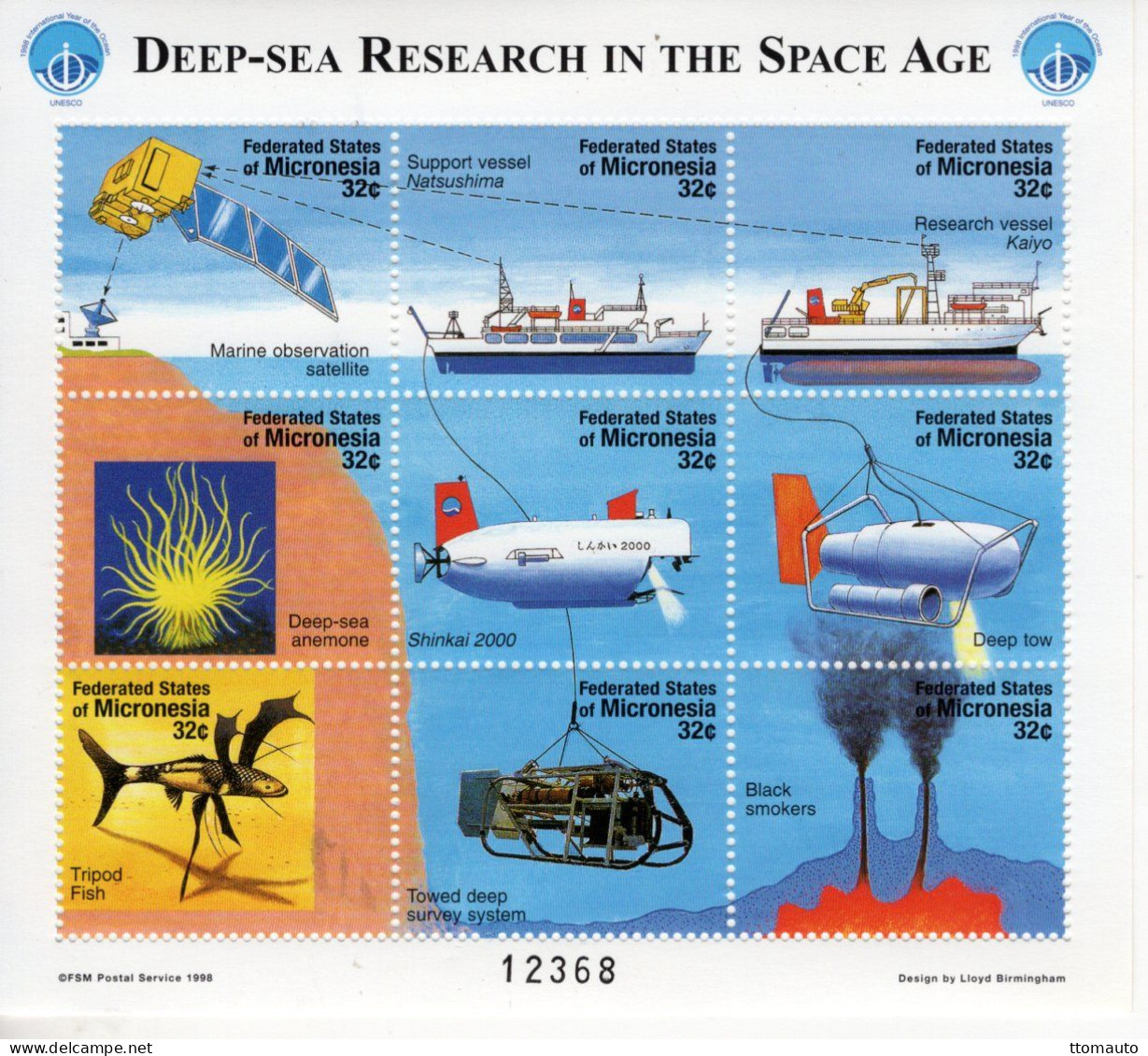 Micronesia 1998 - Deep-sea Research In The Space Age - Sous-Marins - 9v Sheet Neuf/Mint/MNH - Sous-marins