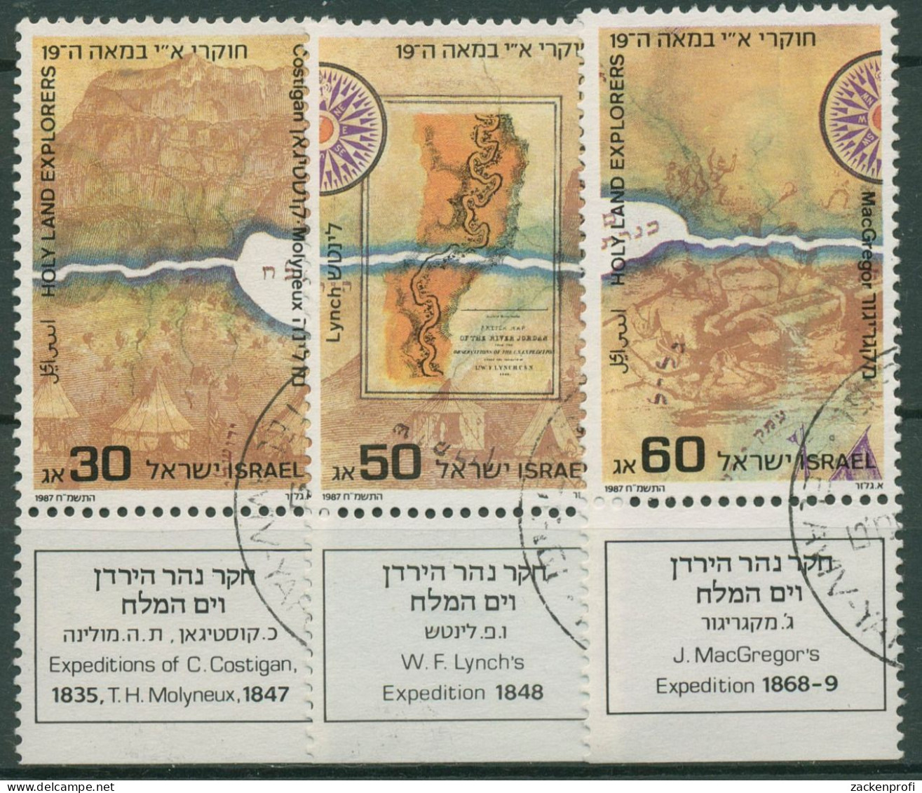 Israel 1987 Erforschung Des Heiligen Landes 1074/76 Mit Tab Gestempelt - Oblitérés (avec Tabs)