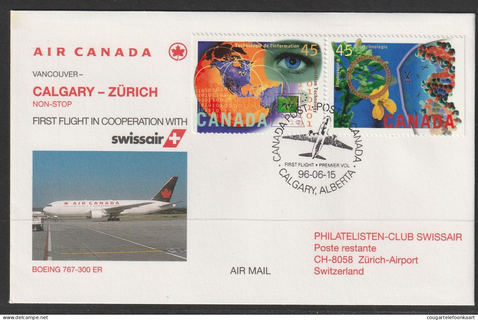 1996, Air Canada, Erstflug, Calgary - Zürich - Eerste Vluchten