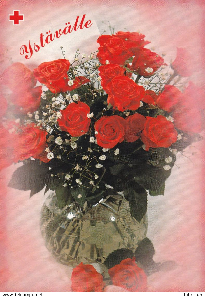 Postal Stationery - Flowers - Roses In A Vase - Red Cross 2000 - Suomi Finland - Postage Paid - Ganzsachen