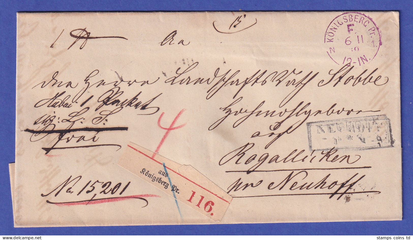 Ostpreußen Paketbegleitbrief Mit Einkreisstempel KÖNIGSBERG 1869 ? - Sonstige & Ohne Zuordnung