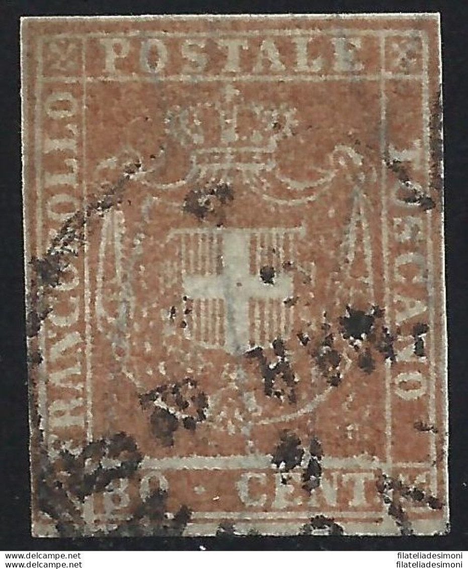 1860 TOSCANA, N° 22 80 Cent. Carnicino USATO Sigla A.Diena - Tuscany