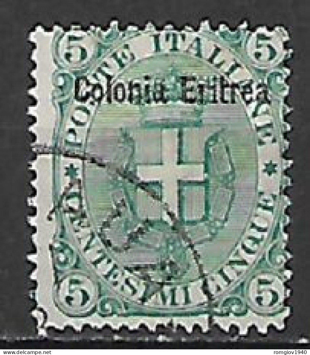 COLONIE ITALIANE ERITREA 1893 SOPRASTAMPATO SASS. 3  USATO  VF - Eritrea