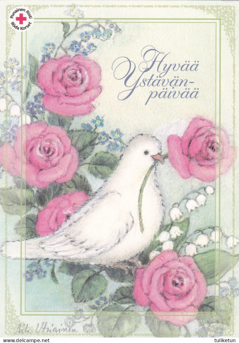 Postal Stationery - Flowers - Roses - Dove Holding Rose - Red Cross - Suomi Finland - Postage Paid - Interi Postali