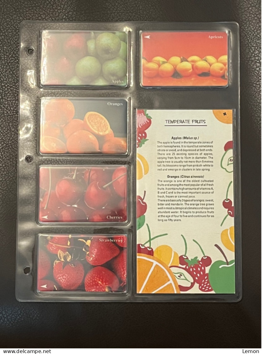 Mint Singapore Telecom Singtel GPT Phonecard In Original Holder, Fruits, Set Of 5 Mint Cards(Include One $50 Card) - Singapore