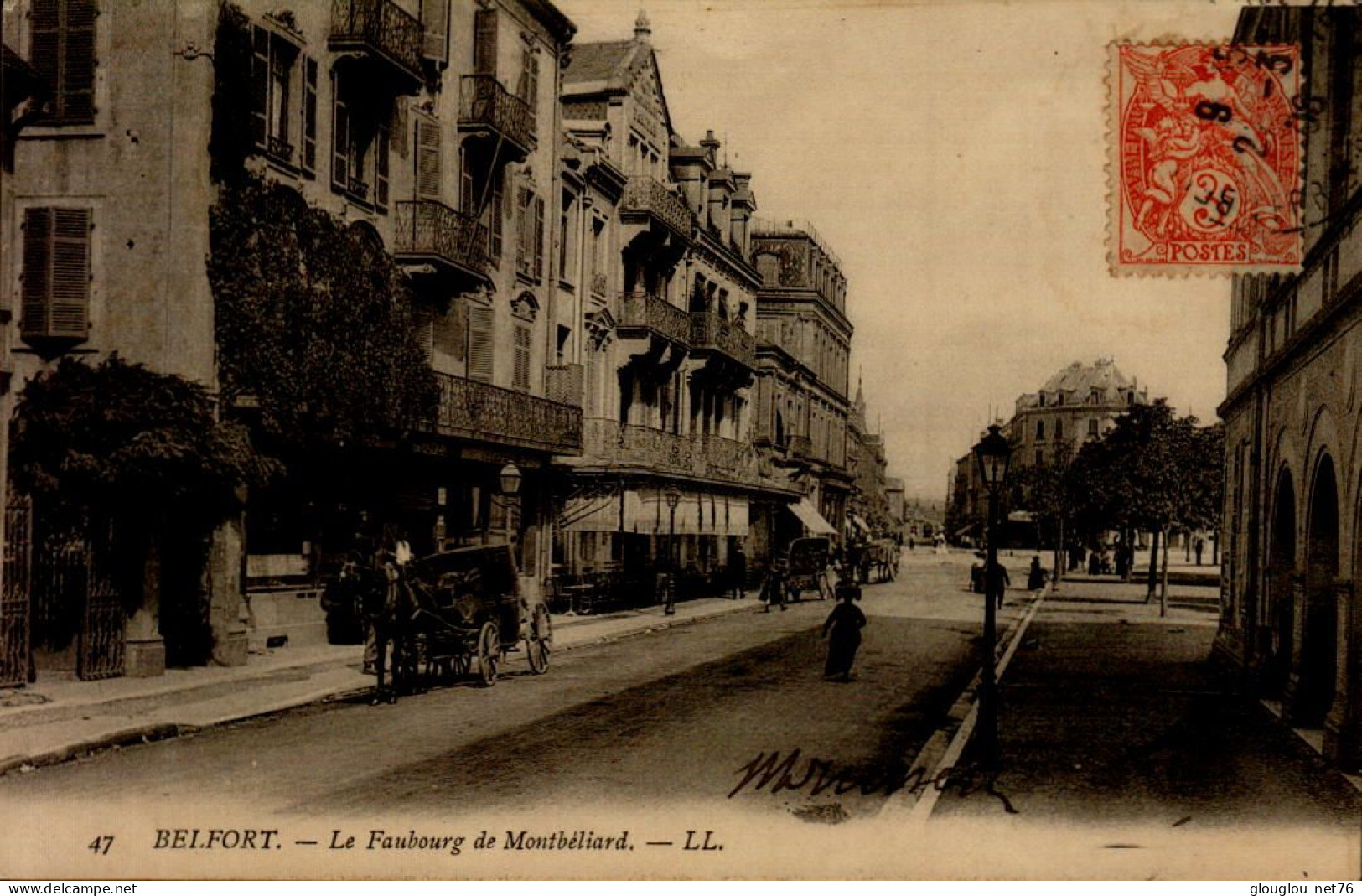 90-BELFORT...LE FAUBOURG DE MONTBELIARD....CPA ANIMEE - Belfort – Le Lion