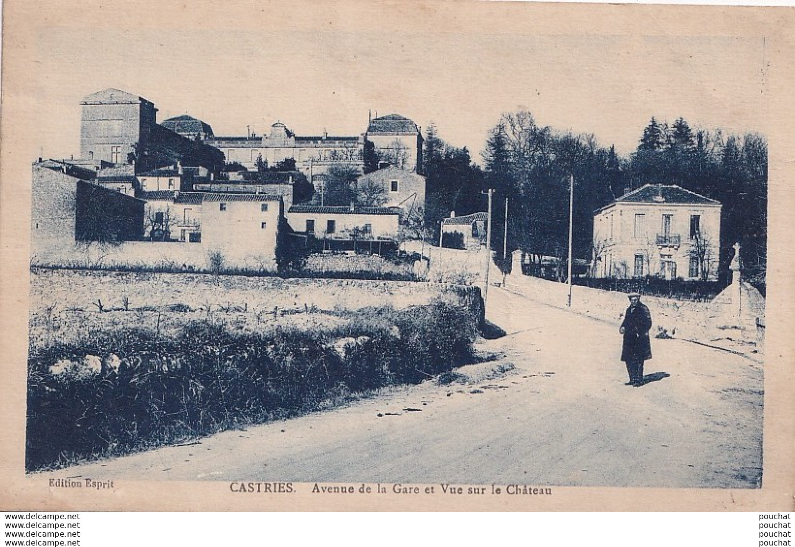 34) CASTRIES - AVENUE DE LA GARE ET VUE DU CHATEAU - ANIMEE - ( 2 SCANS ) - Castries