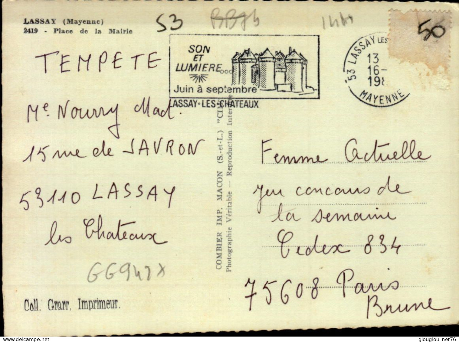 53-LASSAY..PLACE DE LA MAIRIE ...CPSM GRAND FORMAT - Lassay Les Chateaux