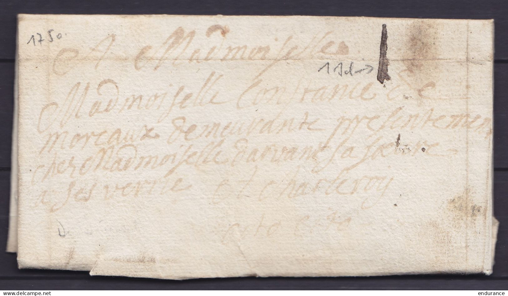 L. Datée 18 Novembre 1750 De DINANT Pour CHARLEROY - Port "I" (1 Sol) - Man. "cito Cito" (pressée) - 1714-1794 (Pays-Bas Autrichiens)