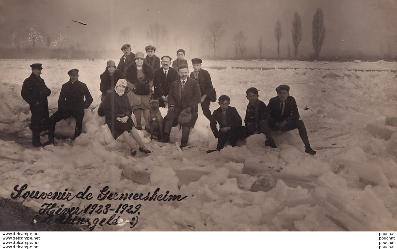 M2- GERMERSHEIM - SOUVENIR  - HIVER 1928 - 1929 - LE RHIN GELE - CARTE PHOTO - HABITANTS - ( 2 SCANS ) - Germersheim