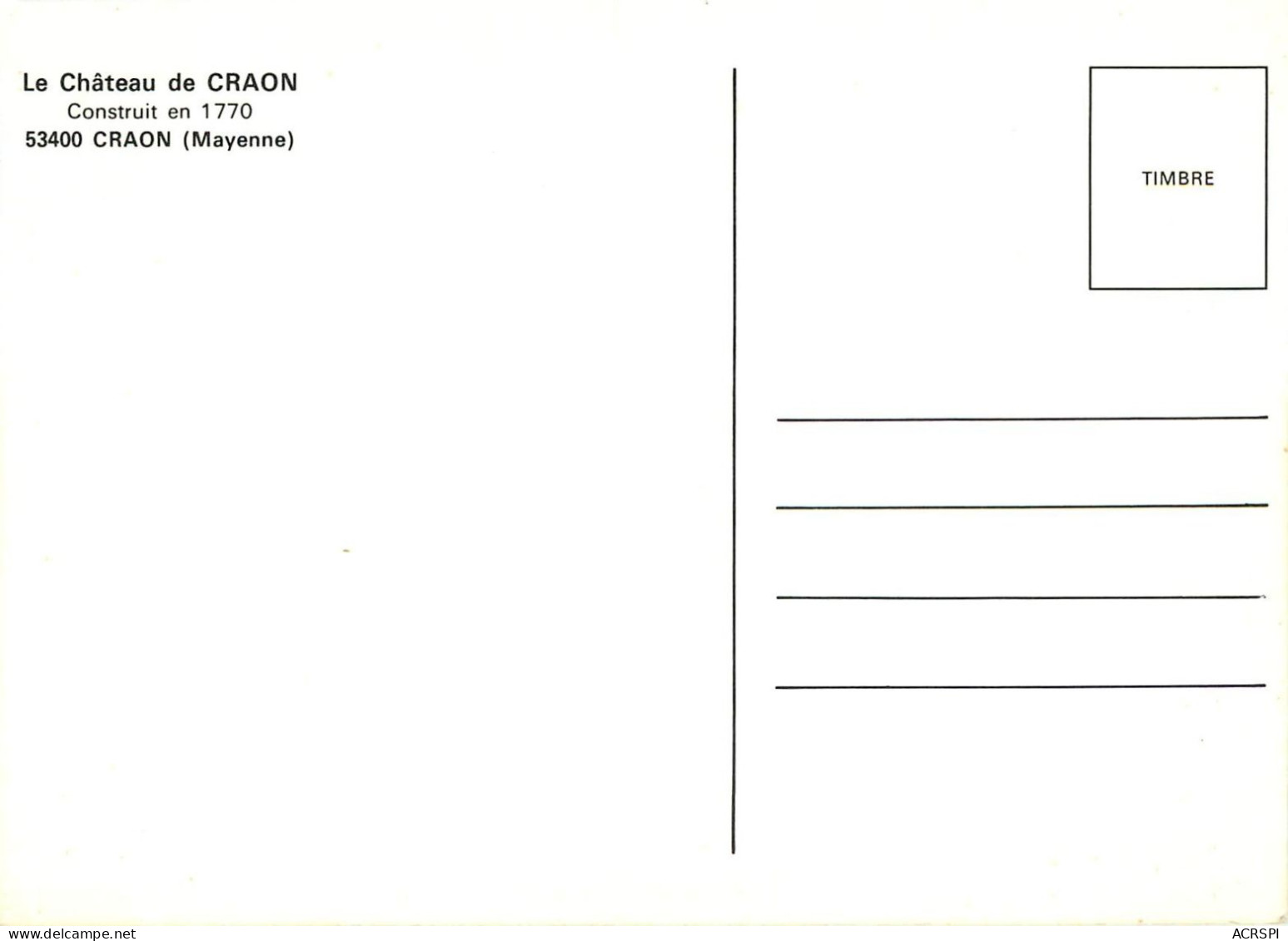 Craon, Le Chateau  (scan Recto-verso) KEVREN0033 - Craon