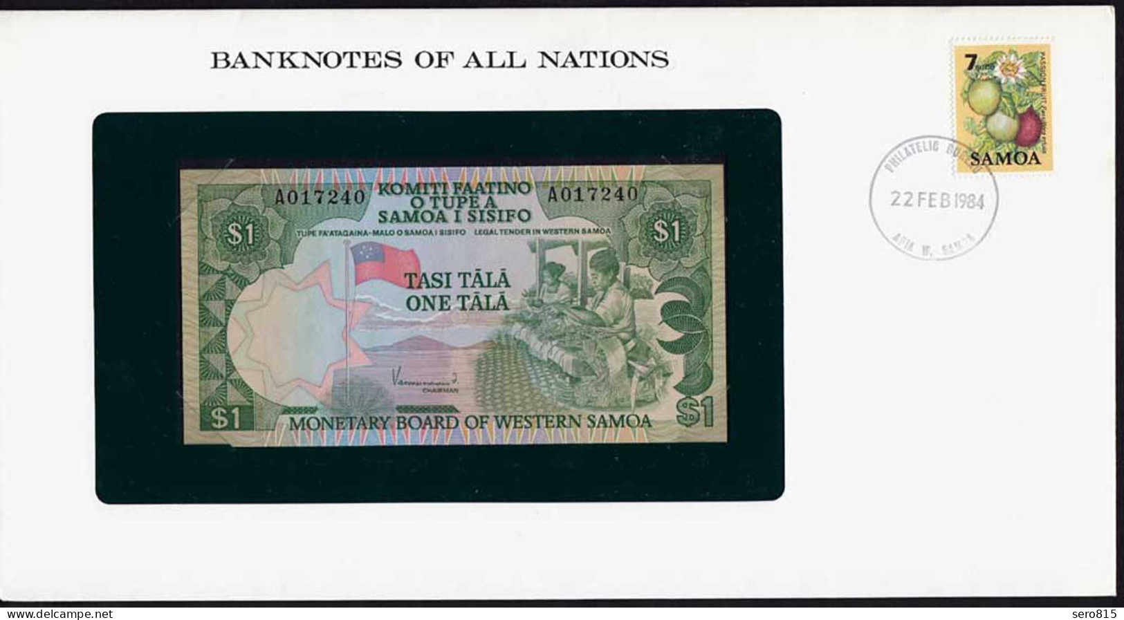 Banknotes Of All Nations - Samoa I Sisifo 1 Tala 1980 Pick 19 UNC (15615 - Sonstige – Ozeanien