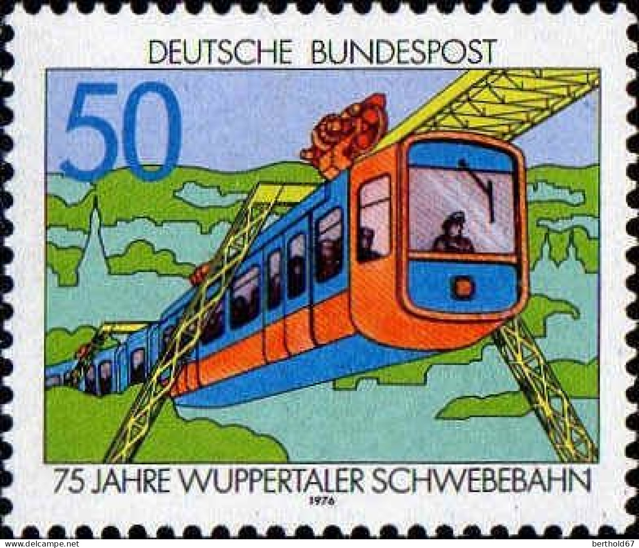RFA Poste N** Yv: 730 Mi:881 Wuppertaler Schwebebahn (Thème) - Tram