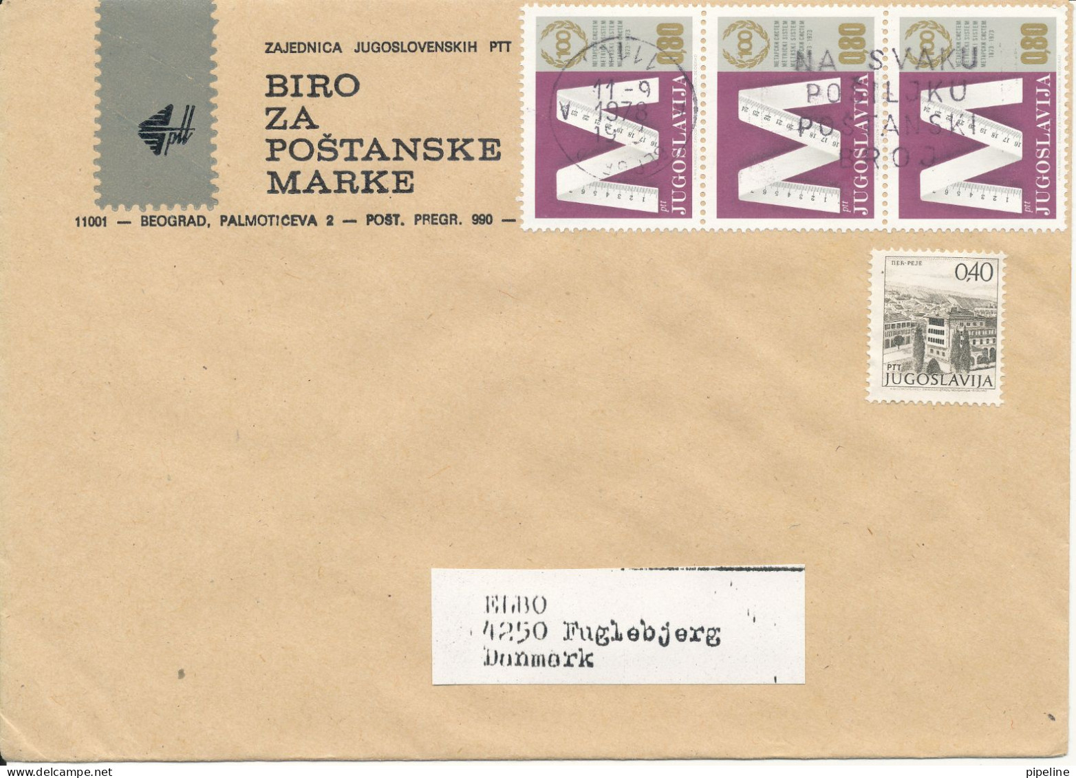 Yugoslavia Cover Sent To Denmark Beograd 11-9-1978 Topic Stamps - Briefe U. Dokumente