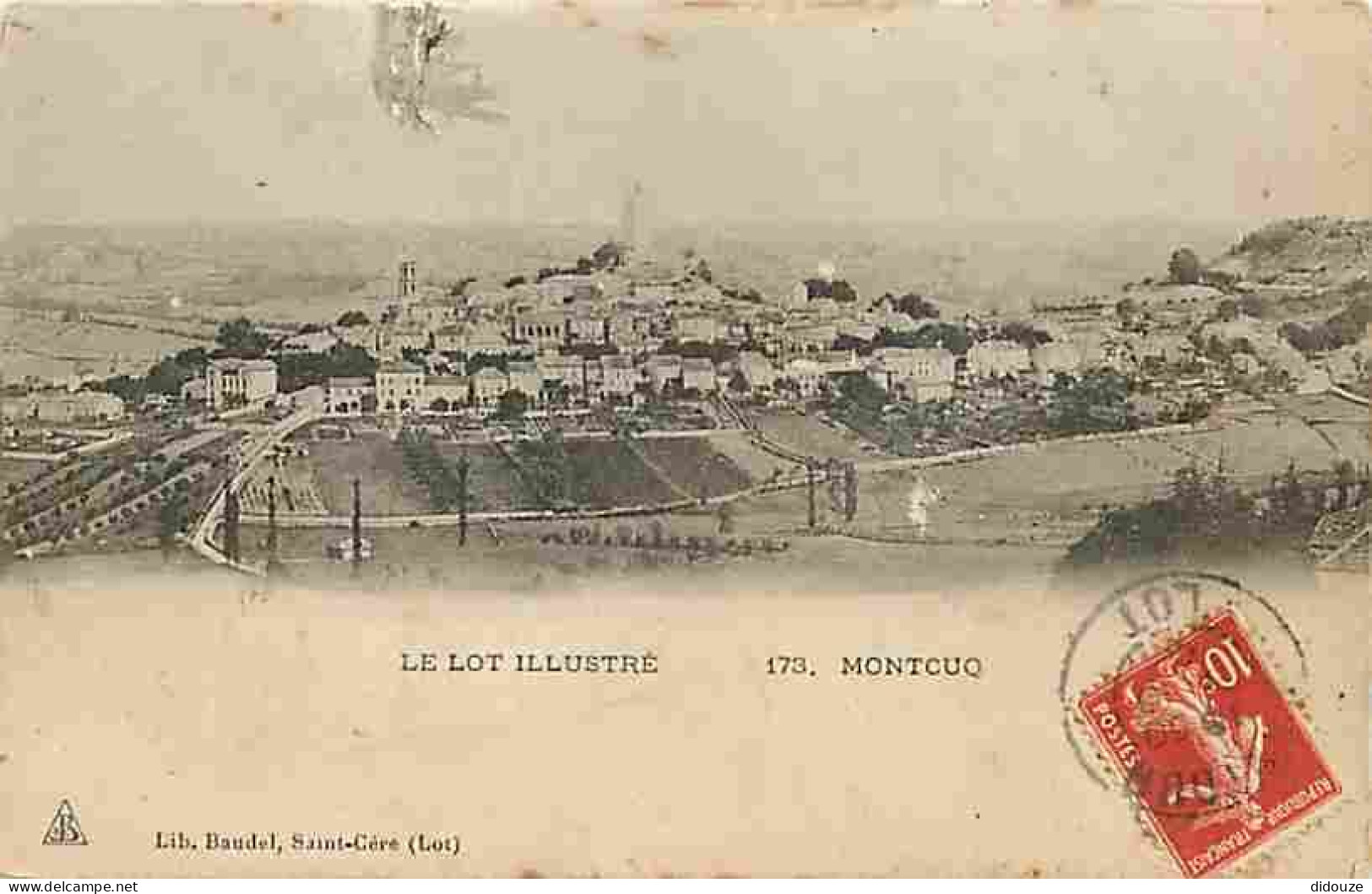 46 - Montcuq - Vue Générale - Oblitération Ronde De 1909 - Etat Carte Arrachée Sur 1 Cm - CPA - Voir Scans Recto-Verso - Montcuq