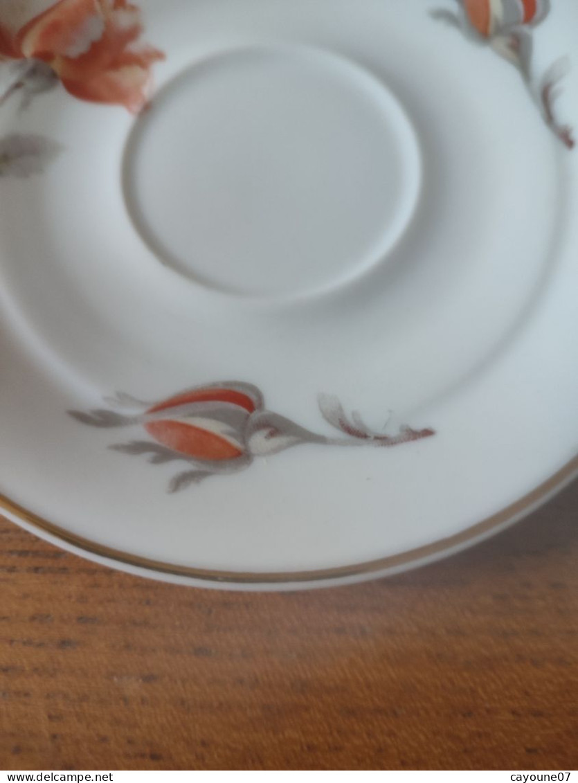 André Giraud & Cie service six tasses et sous-tasse à thé porcelaine de Limoges