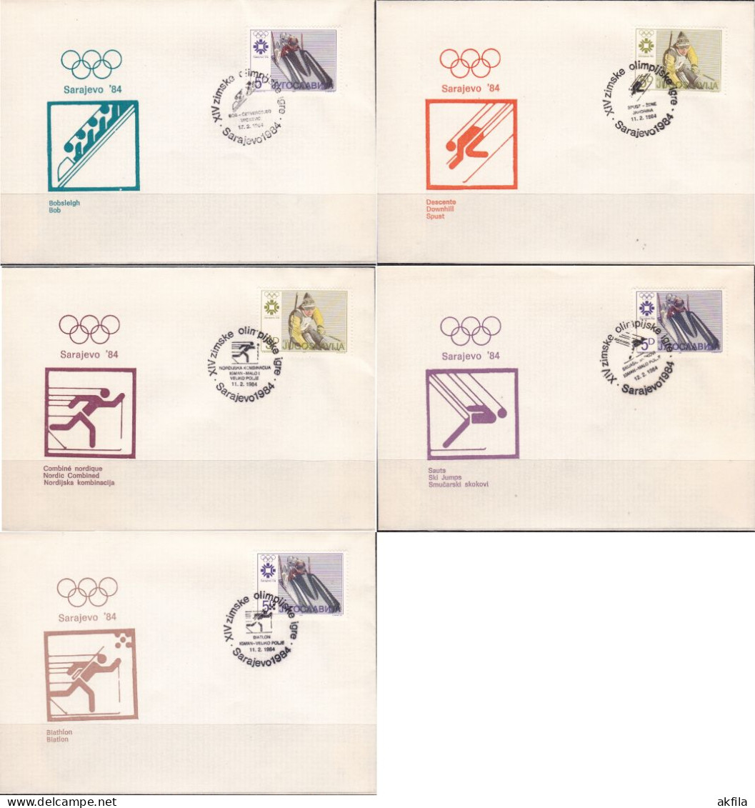 Yugoslavia 1984 Winter Olympics In Sarajevo, On 23 Commemorative Envelopes - Used Stamps