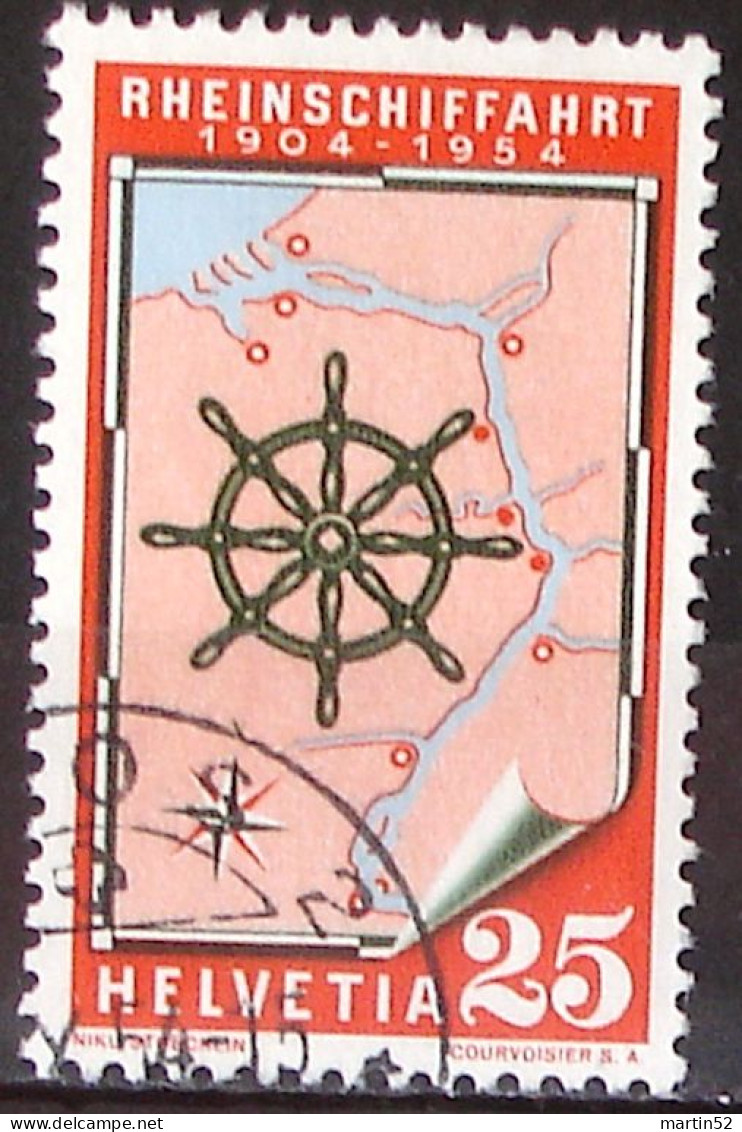 Schweiz Suisse 1954: RHEIN-SCHIFFAHRT Zu 318 Mi 595 Yv 546  Mit Eck-Stempel ...OS 2 ?.X.54 (Zu CHF 7.00) - Marittimi