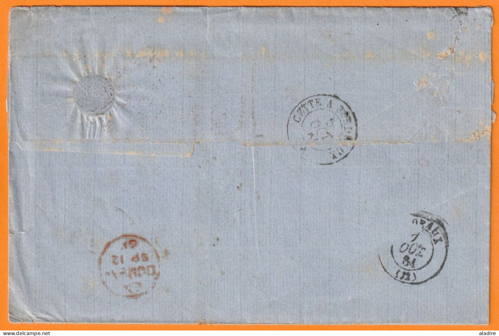 1861 - QV - Lettre Pliée En Français De BOMBAY, Inde Britannique Vers BORDEAUX, France - Via SUEZ & Cette à Bordeaux - 1858-79 Kolonie Van De Kroon