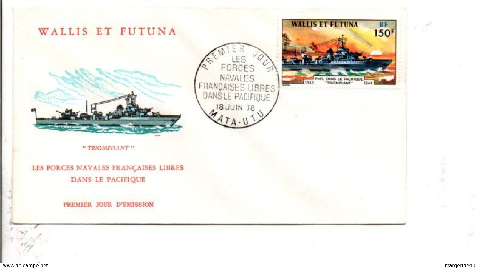 WALLIS ET FUTUNA FDC 1978 FORCES NAVALES LIBRES - FDC