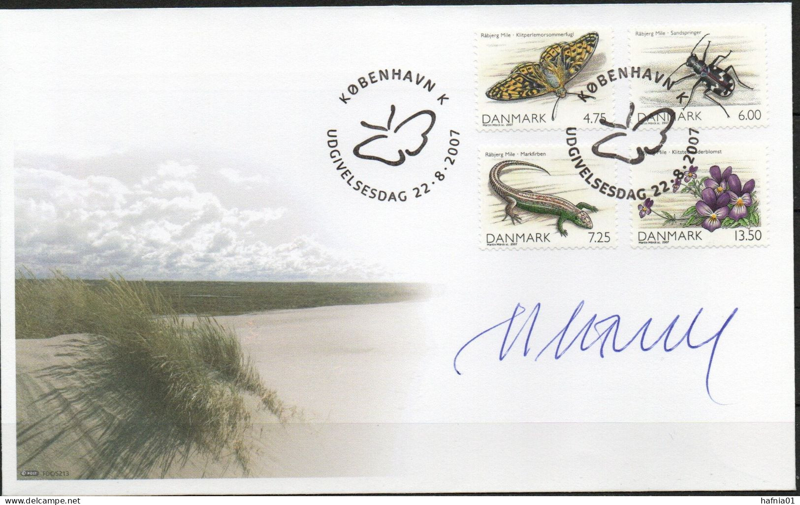 Martin Mörck. Denmark 2007. Denmark's Nature. Michel 1472 - 1475 FDC. Signed. - FDC