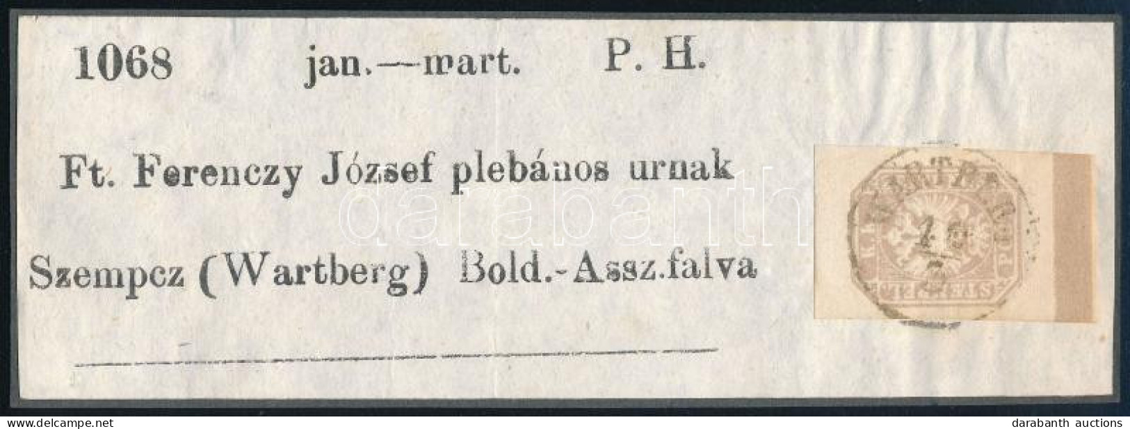 1863 Hírlapbélyeg Címszalag Darabon Nagy ívszéllel, Ritka / Newspaper Stamp On Wrapper Piece "WARTBERG" - Autres & Non Classés