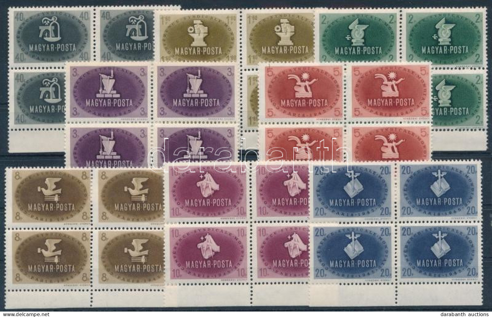 ** 1945 Szakszervezet Sor Négyestömbökben / Mi 844-851 Blocks Of 4 - Altri & Non Classificati