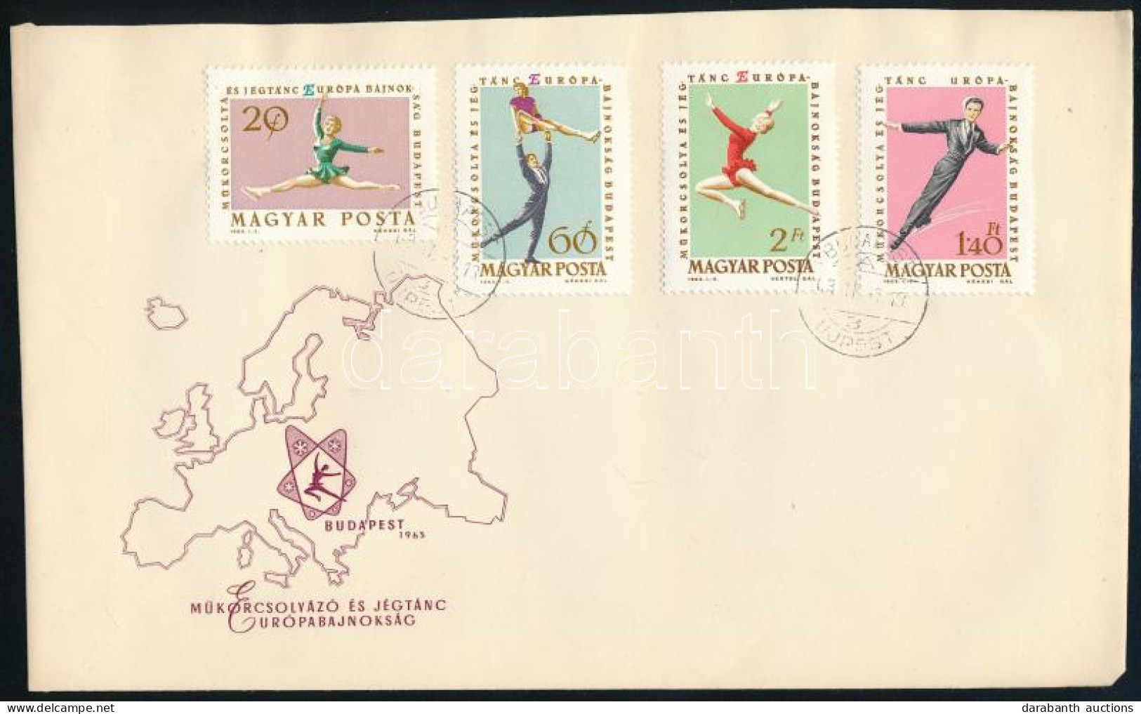 1963 Műkorcsolya EB 1.40Ft A Felirat Kék "E" Betűje Nélkül FDC-n (120.000) / Mi 1902, Blue "E" Omitted, On FDC. - Autres & Non Classés