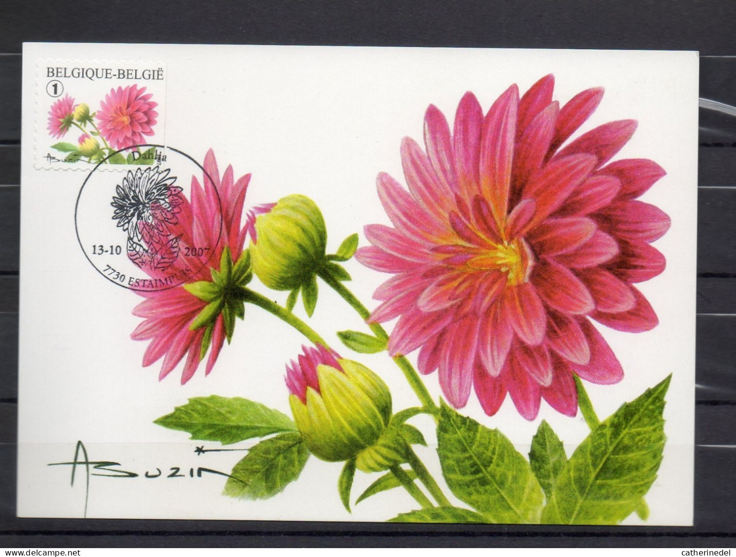 Année 2007 : Carte Maximum 3721 - Dahlia - Buzin - Obli. Estaimpus - 2001-2010